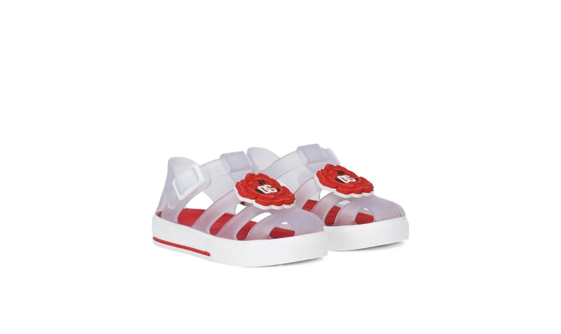 Dolce $ Gabbana flower-appliqué jelly shoes 6-12 months size~18