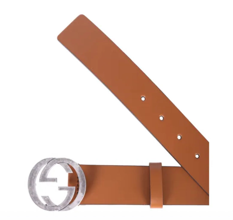 GUCCI Men's GG Logo Buckle Belt Brown