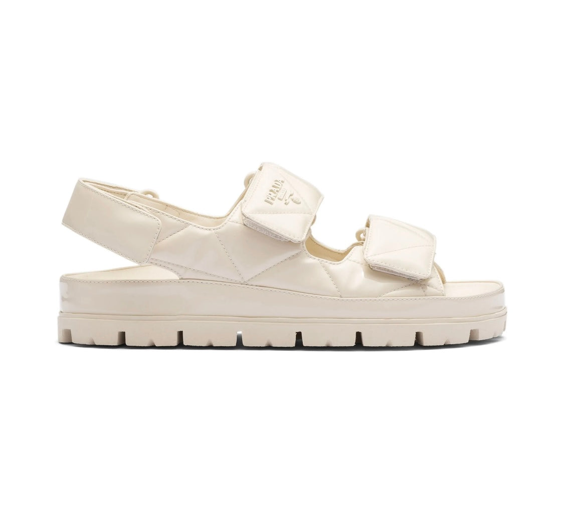 Prada logo lettering quilted sandals