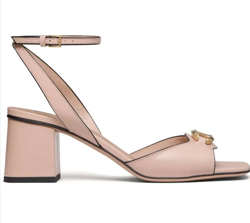 Valentino Garavani Vlogo Bold Ankle Strap Sandals Beige Rosenero Size US~8