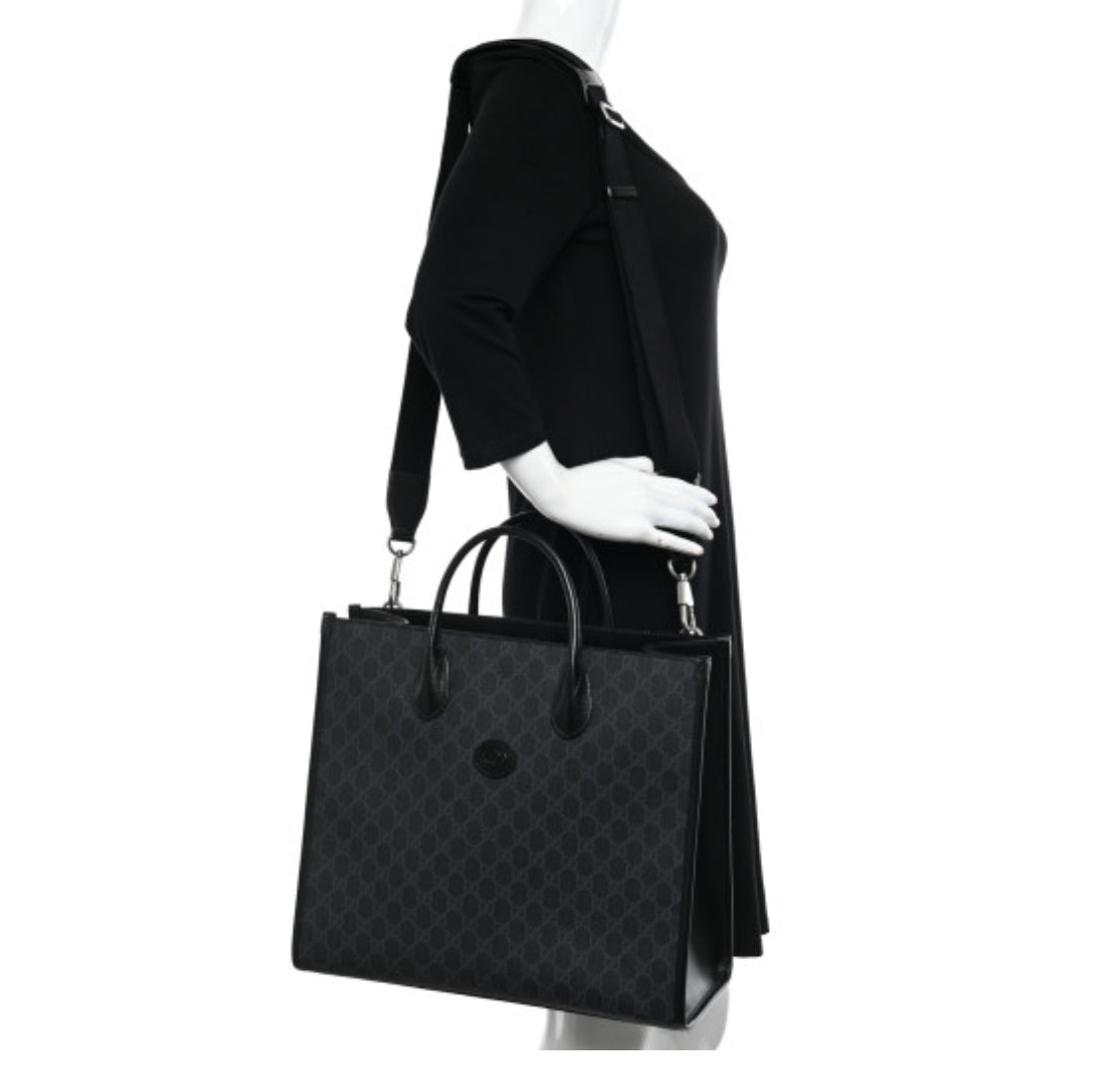 GUCCI GG Supreme Monogram Azalea Calfskin Medium Retro Interlocking G Vertical Tote Bag