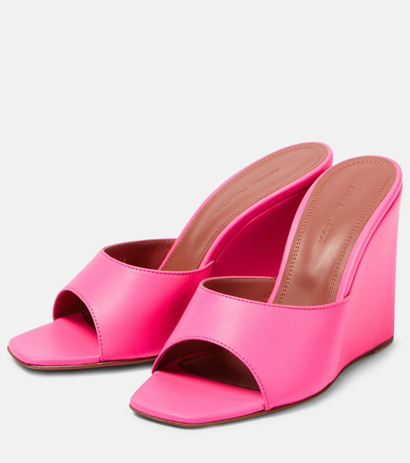 Amina Muaddi Lupita leather wedge mules size~us 10