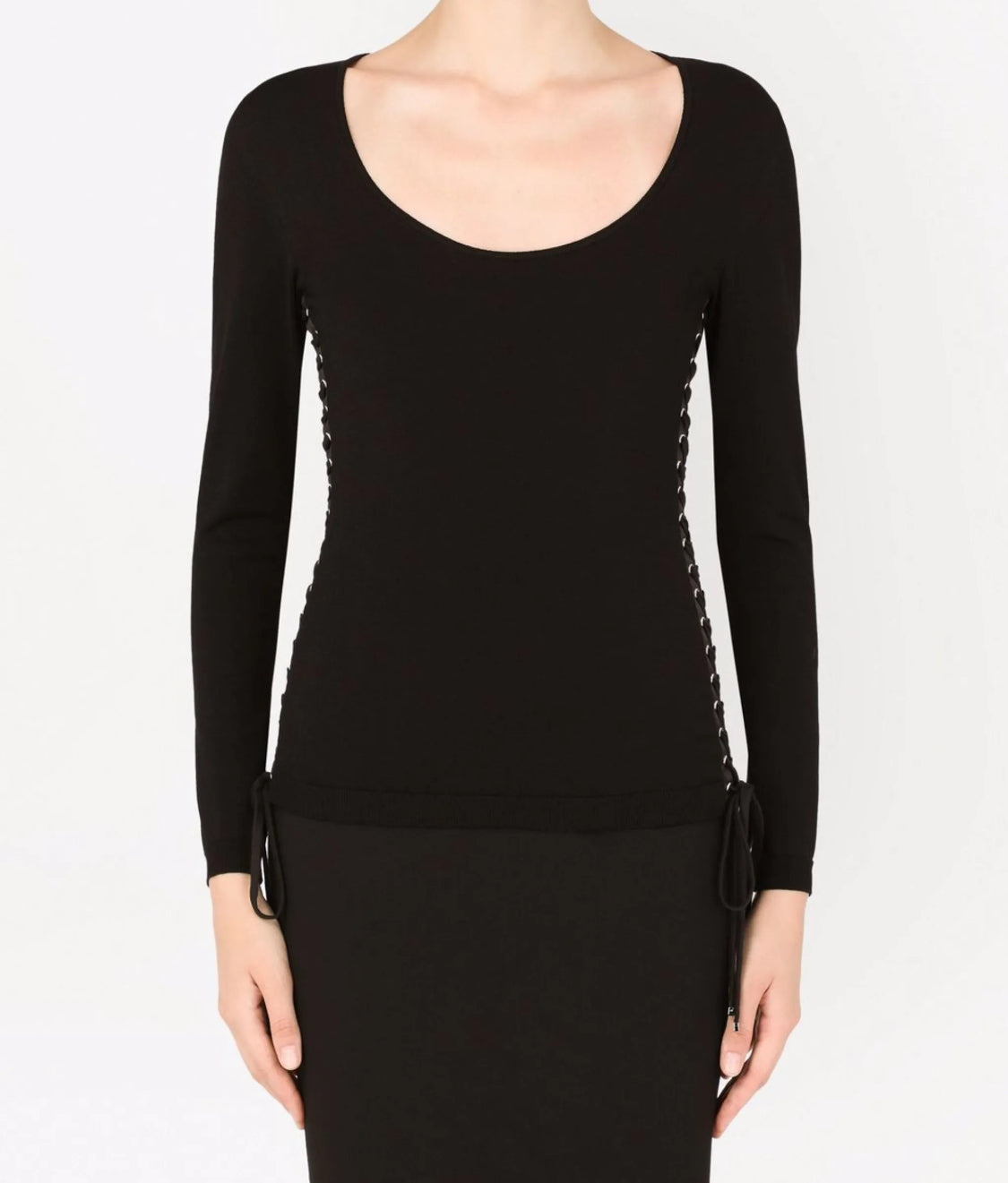 Dolce & Gabbana scoop-neck lace-up jumper