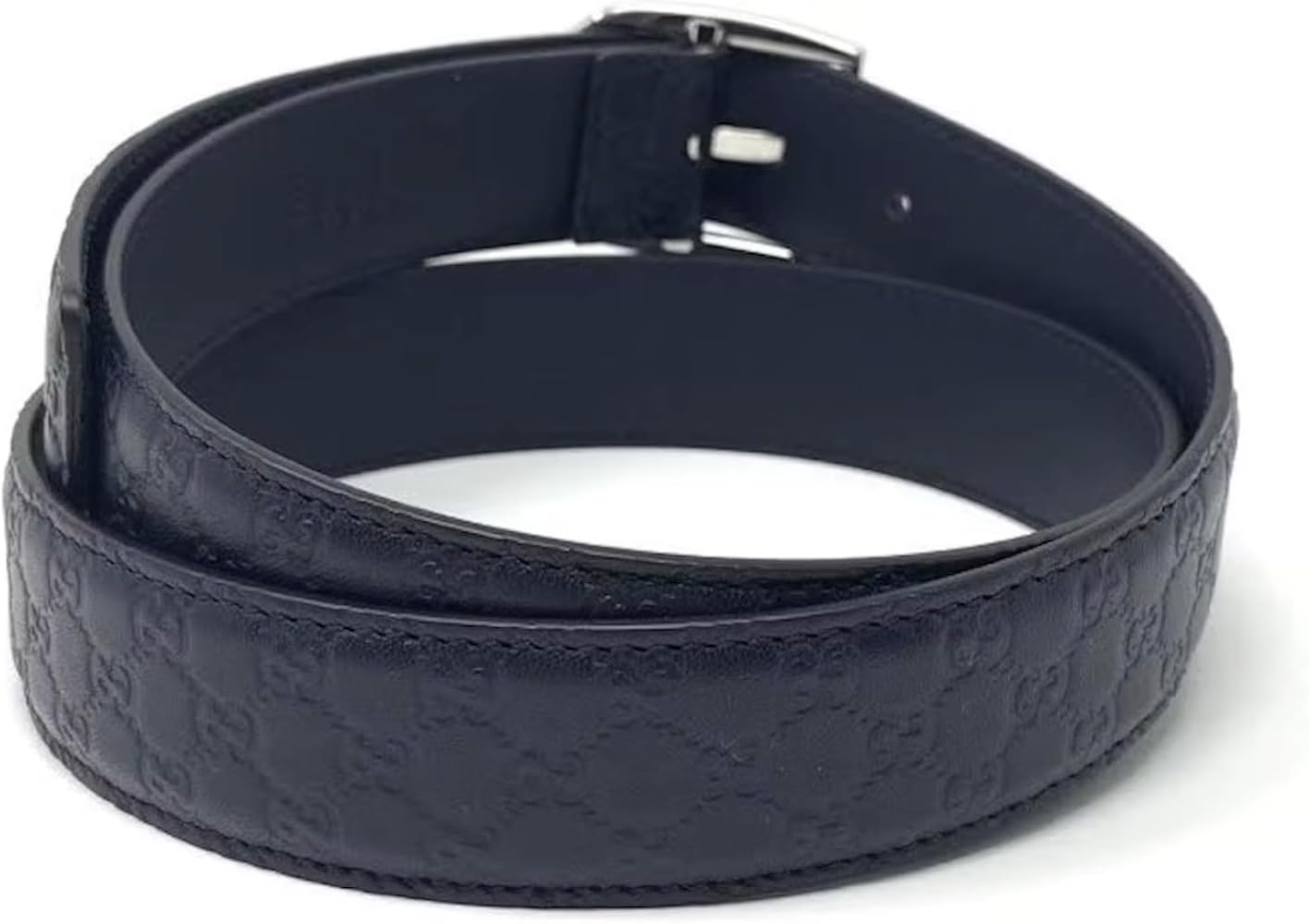 Gucci Signature Guccissima Leather Navy Belt size 85