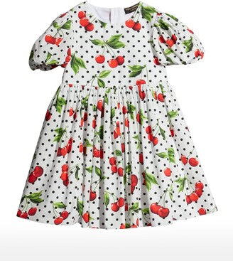 DOLCE&GABBANA
Girl's Polka-Dot Cherry Dress, Size 10