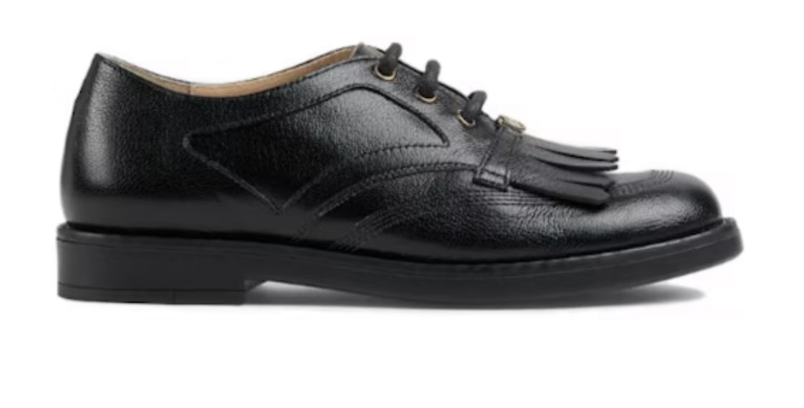 Gucci Leather Low-Top Lace-Up 'Black' size~26