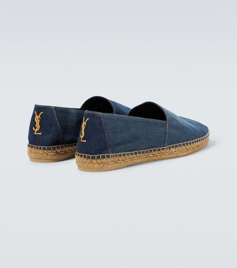 Saint Laurent - Embroidered denim espadrilles size~7