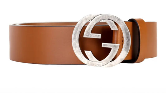GUCCI Men's GG Logo Buckle Belt Brown