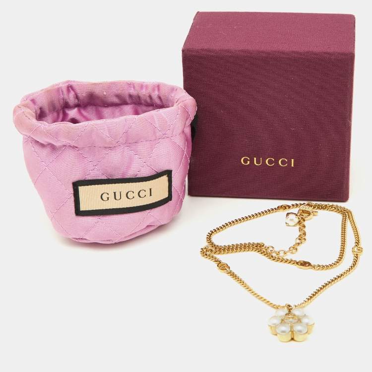 Gucci
Gucci GG Marmont Faux Pearl Gold Tone Necklace