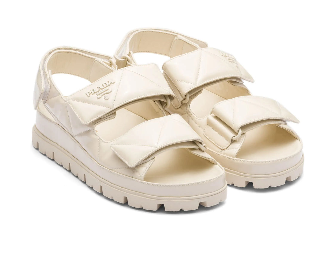 Prada logo lettering quilted sandals