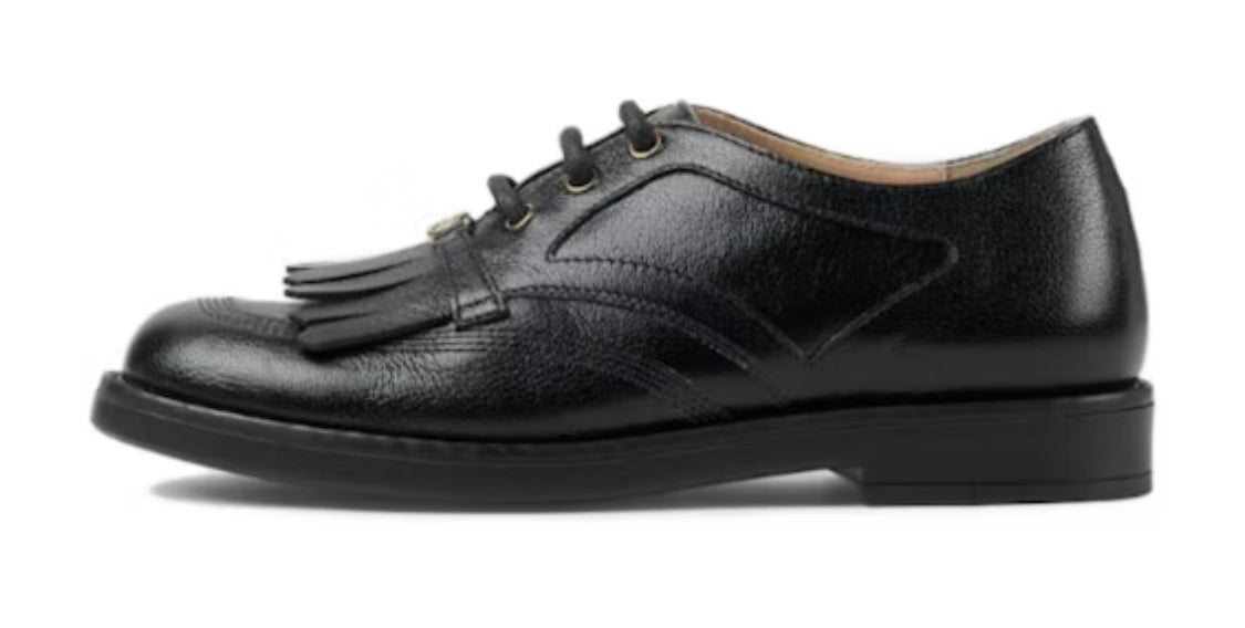 Gucci Leather Low-Top Lace-Up 'Black' size~26