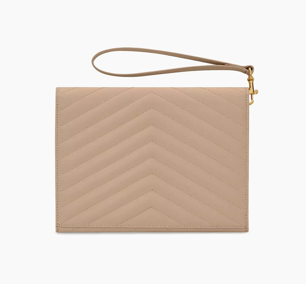 Saint Laurent
Cassandre Matelasse Flap Pouch in Quilted Grain De Poudre Embossed Leather