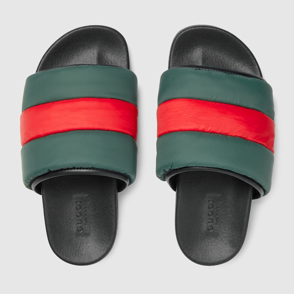 Gucci WOMEN'S PADDED WEB SLIDE SANDAL size~7