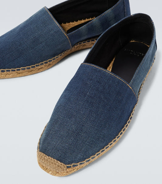 Saint Laurent - Embroidered denim espadrilles size~9