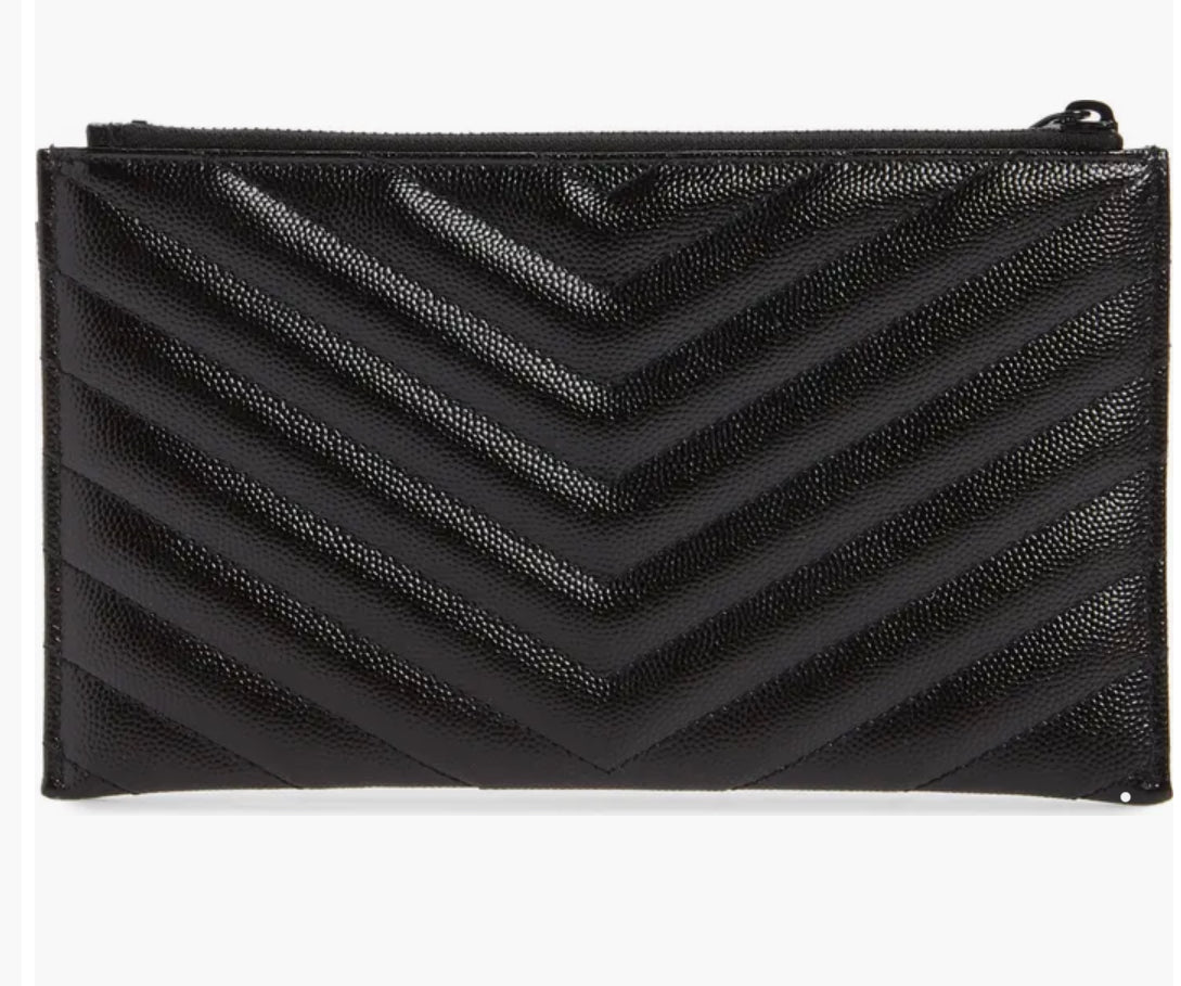 Saint Laurent Monogramme Quilted Calfskin Zip Pouch