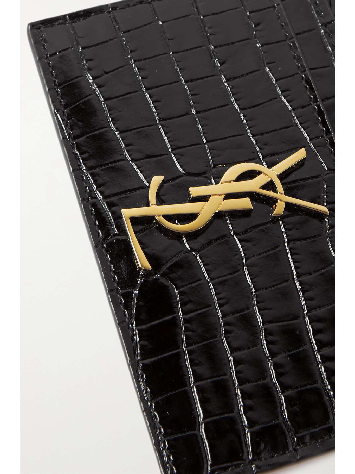 SAINT LAURENT
Embellished croc-effect leather cardholder