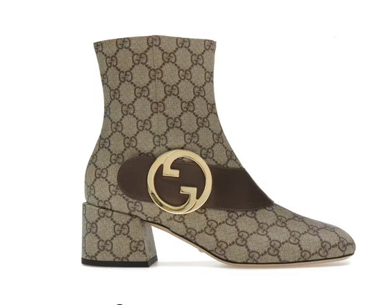 Gucci Wmns Blondie Ankle Boot 'GG Canvas - Beige' size~7