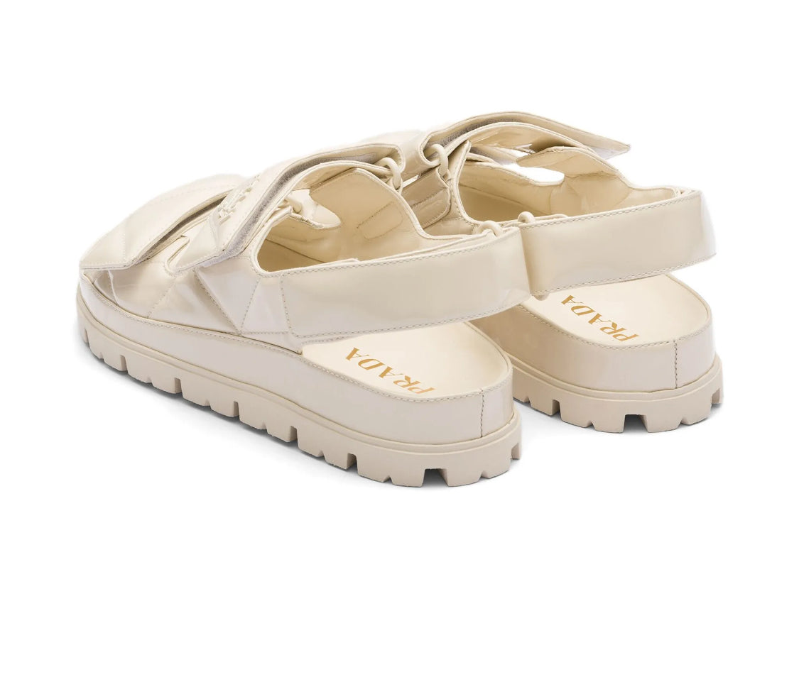 Prada logo lettering quilted sandals