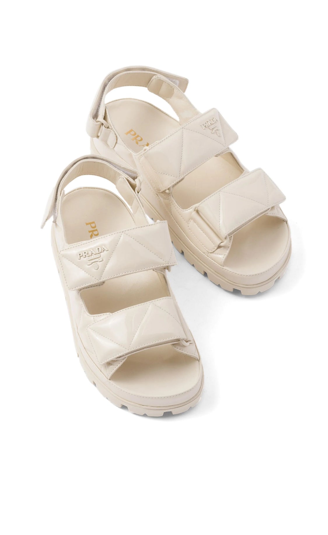 Prada logo lettering quilted sandals
