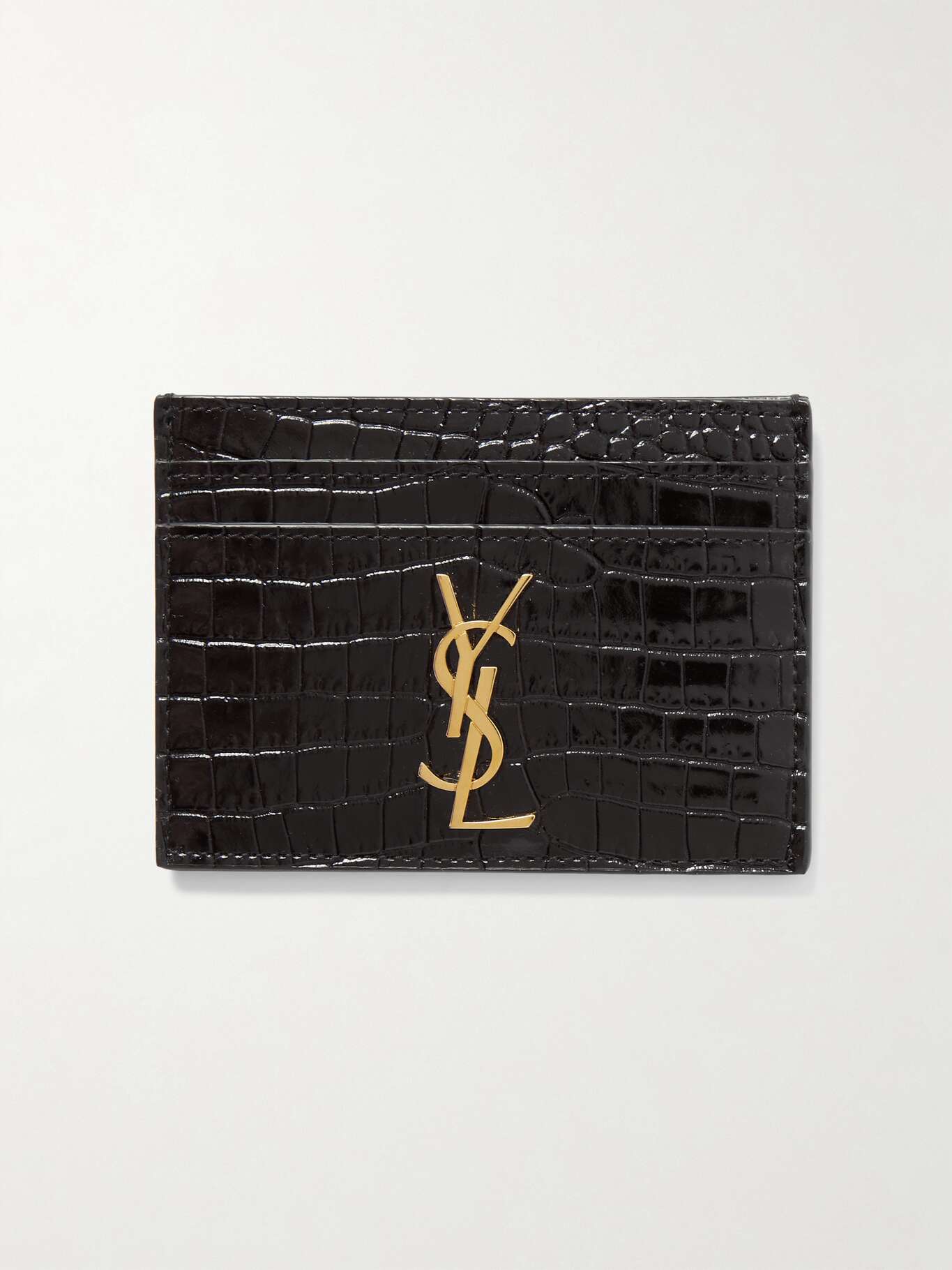 SAINT LAURENT
Embellished croc-effect leather cardholder