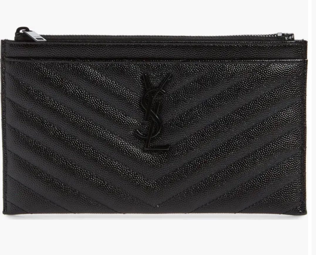 Saint Laurent Monogramme Quilted Calfskin Zip Pouch