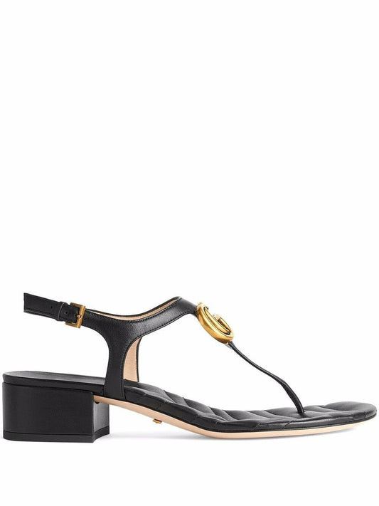 GUCCI - Double G Leather Thong Sandals size~5.5