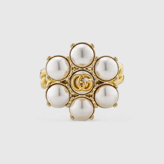 Gucci PEARL DOUBLE G RING