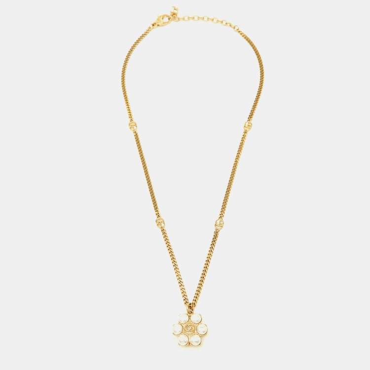 Gucci
Gucci GG Marmont Faux Pearl Gold Tone Necklace
