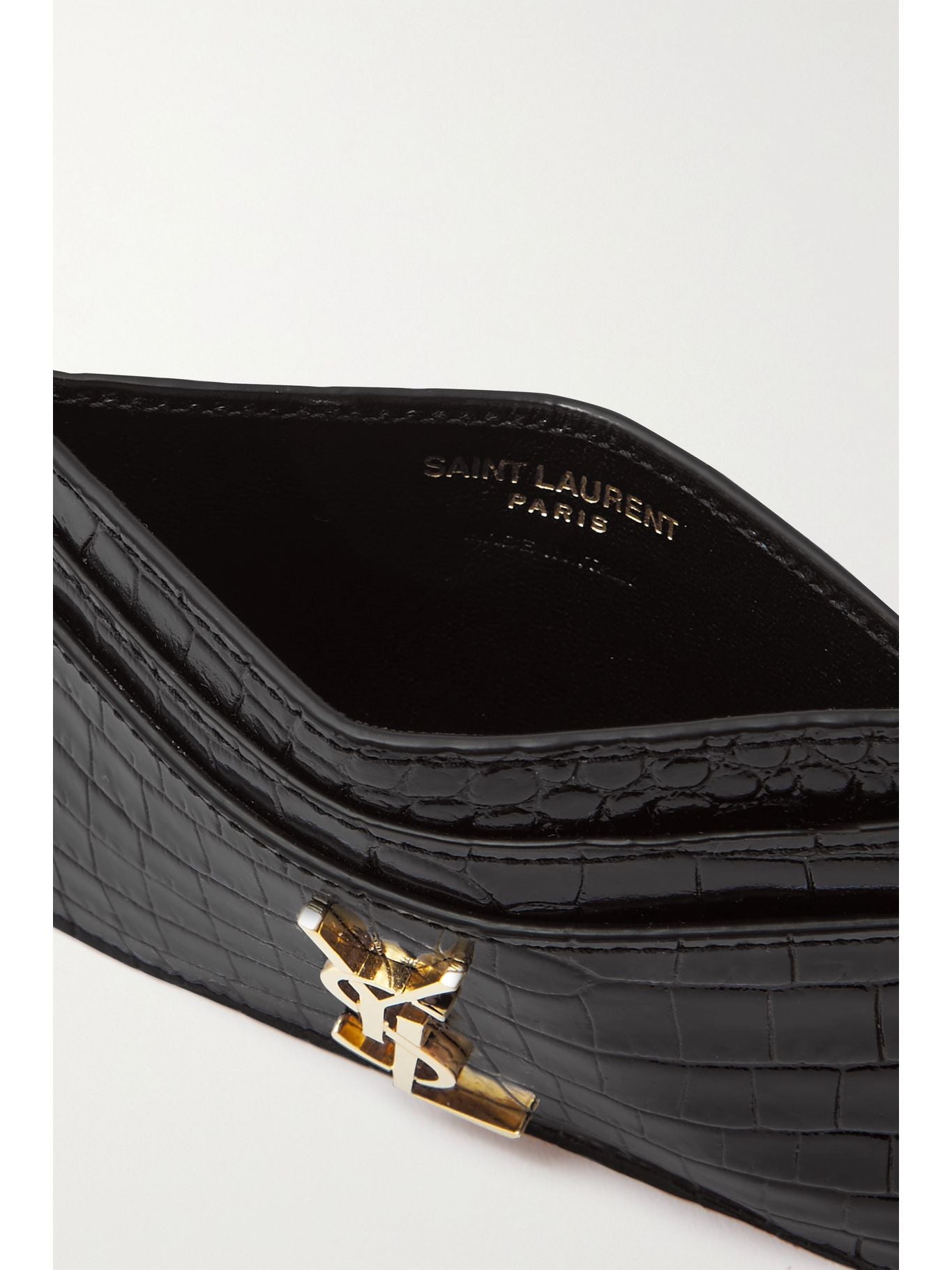 SAINT LAURENT
Embellished croc-effect leather cardholder