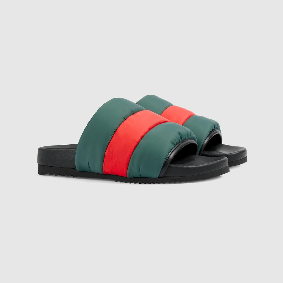 Gucci WOMEN'S PADDED WEB SLIDE SANDAL size~7