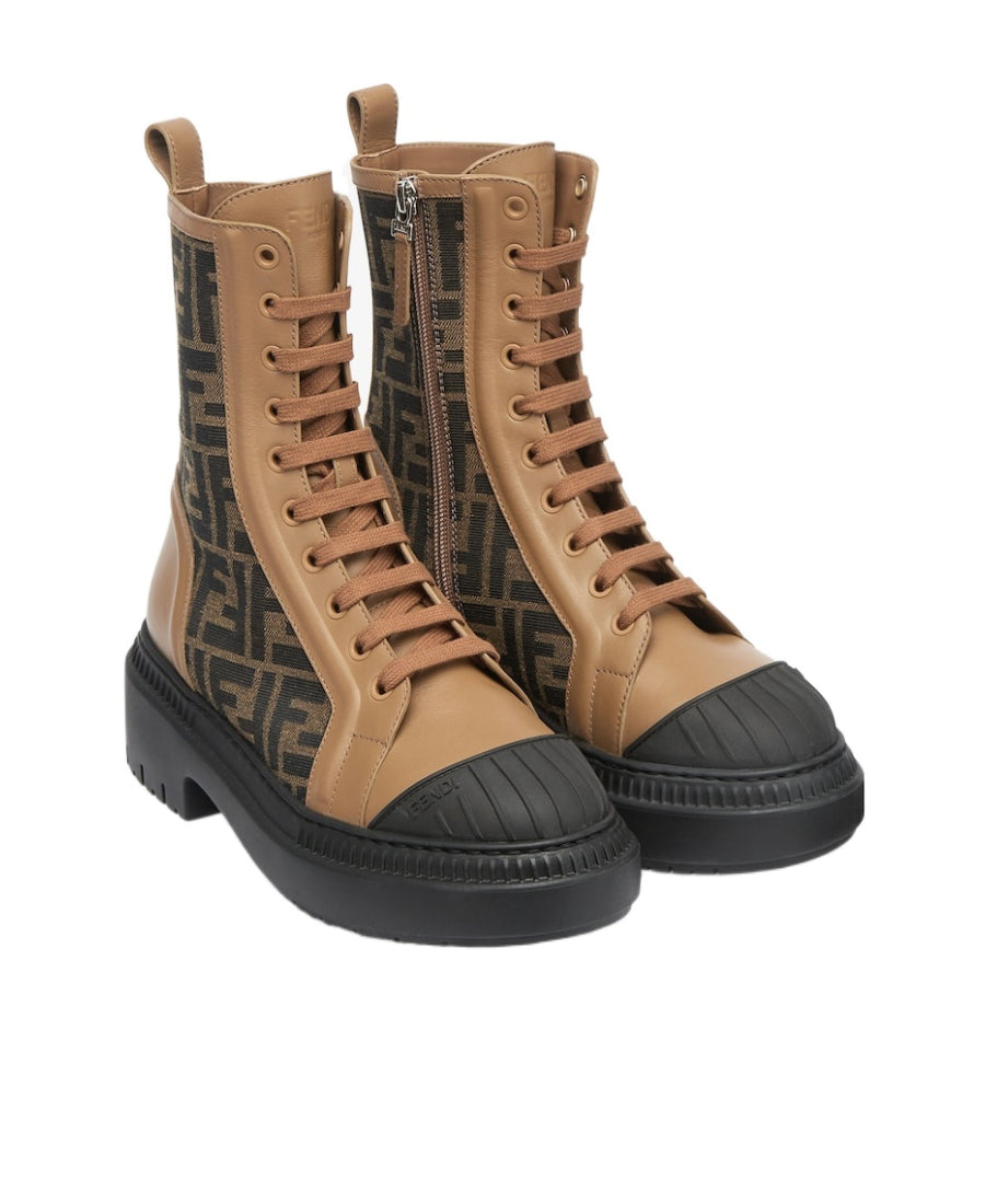 Fendi Wmns FF Motif Domino Biker Boot 'Beige' size ~ us 5