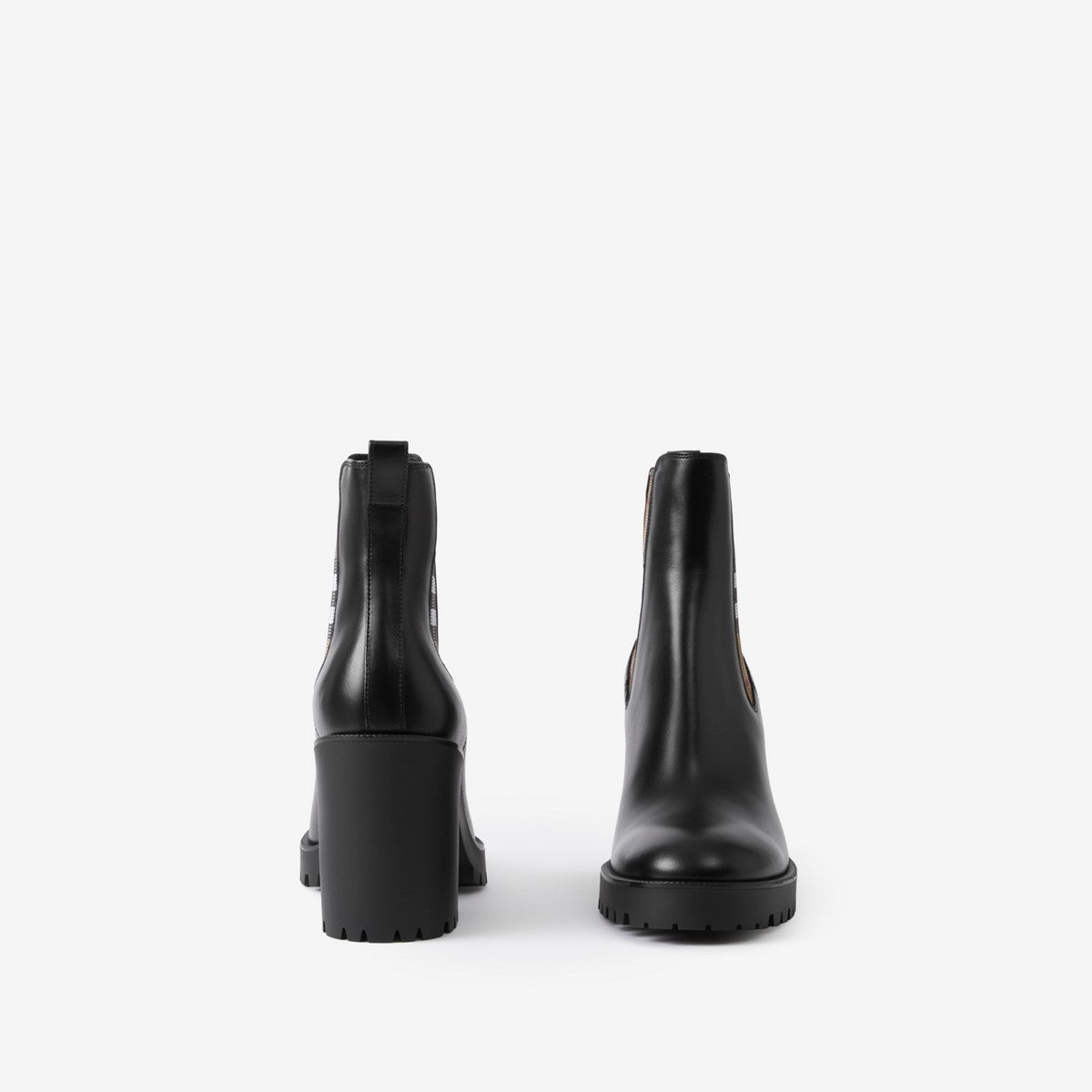 Burberry Check Panel Leather Ankle Boots size~5