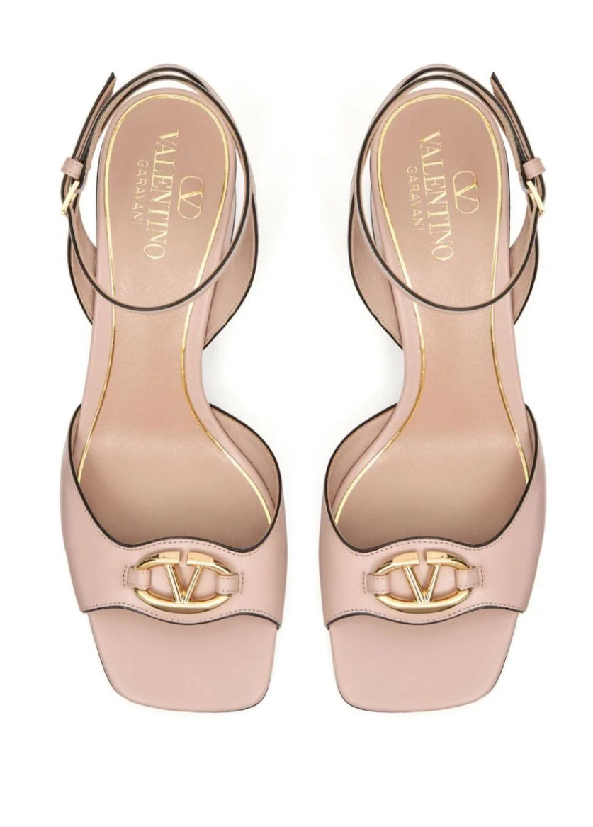 Valentino Garavani Vlogo Bold Ankle Strap Sandals Beige Rosenero Size US~8