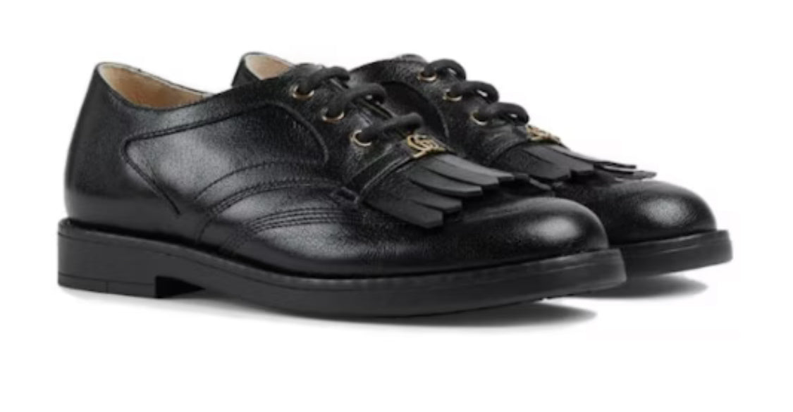 Gucci Leather Low-Top Lace-Up 'Black' size~26