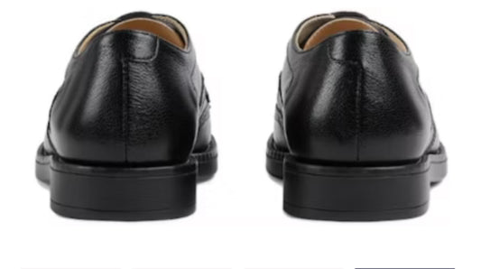 Gucci Leather Low-Top Lace-Up 'Black' size~33