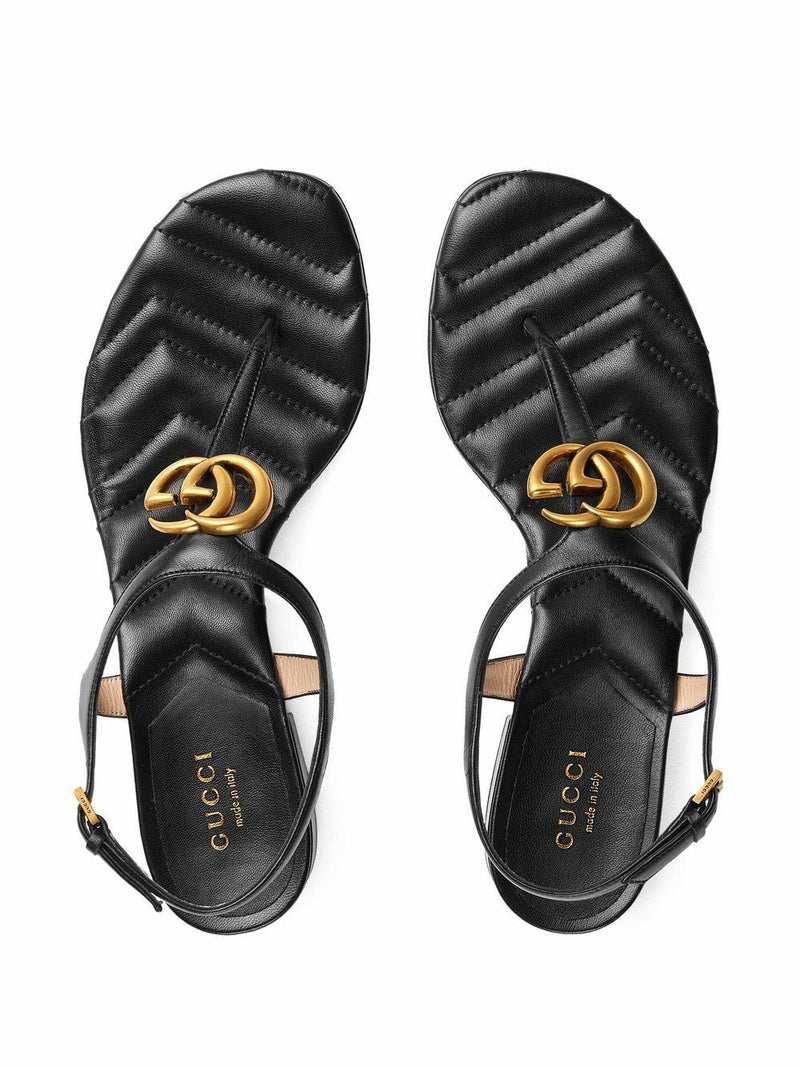 GUCCI - Double G Leather Thong Sandals size~5.5