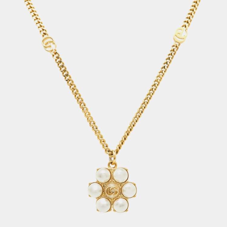 Gucci
Gucci GG Marmont Faux Pearl Gold Tone Necklace
