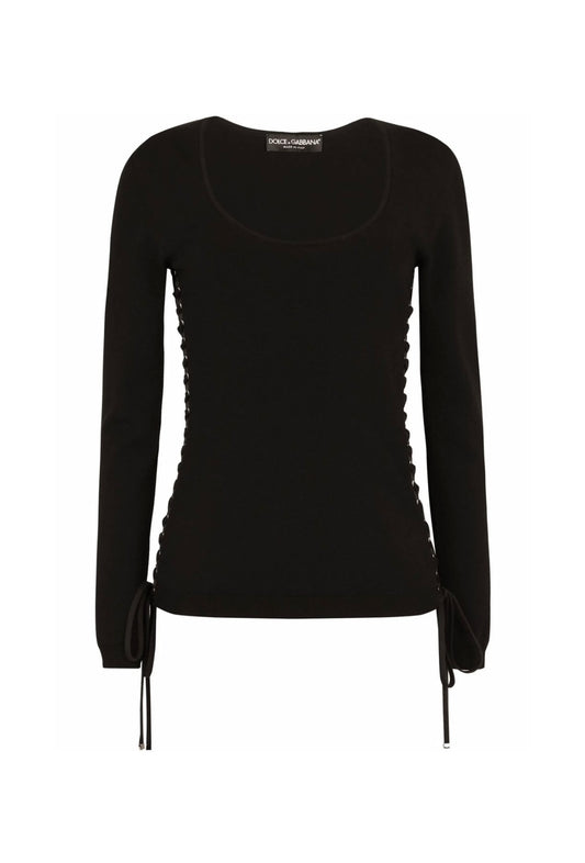 Dolce & Gabbana scoop-neck lace-up jumper
