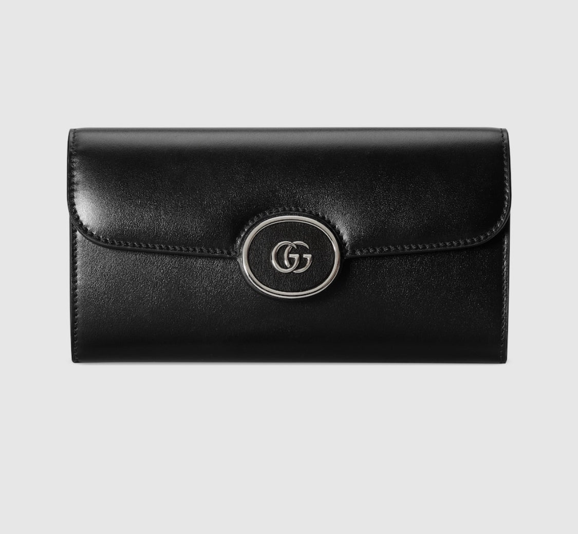 Gucci Double gold leather long wallet