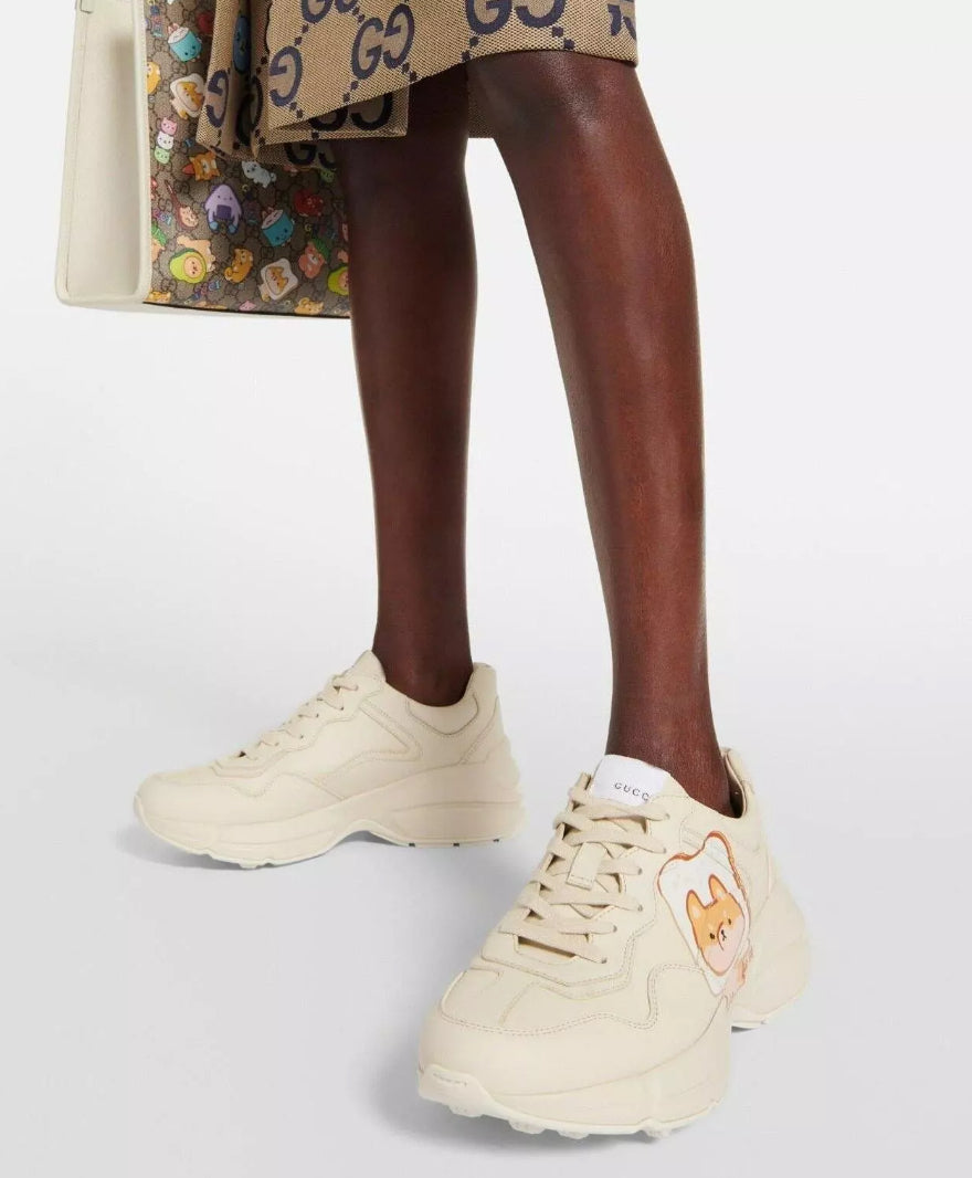 Gucci Rhyton Off White Pikarar Kawaii Supreme Animal Leather Sneakers NEW Women’s ~ size 10