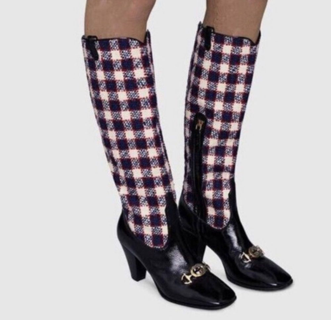 Gucci Tweed "Zumi" Boots size 7.5