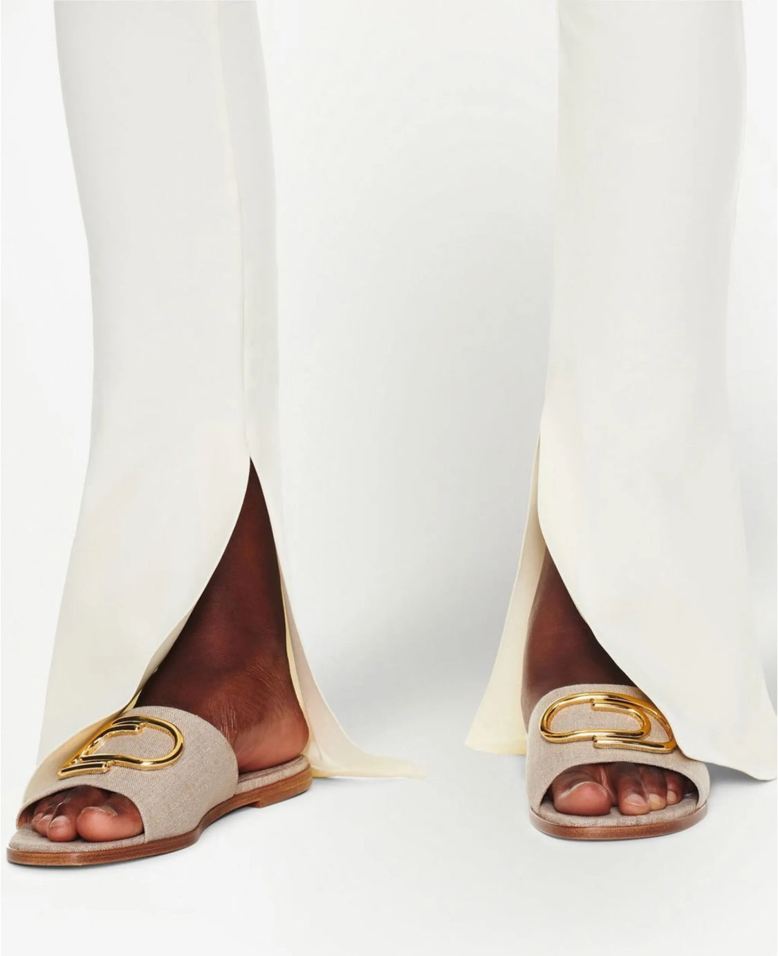 Off-White logo-plaque linen slides ~ Size 9