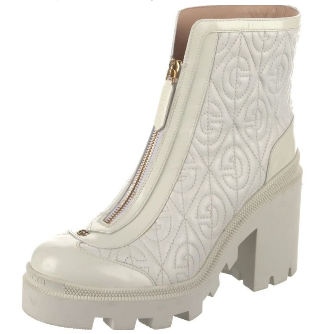 Gucci
Women's G Rhombus Leather Mid-Heel Ankle Boots size 10