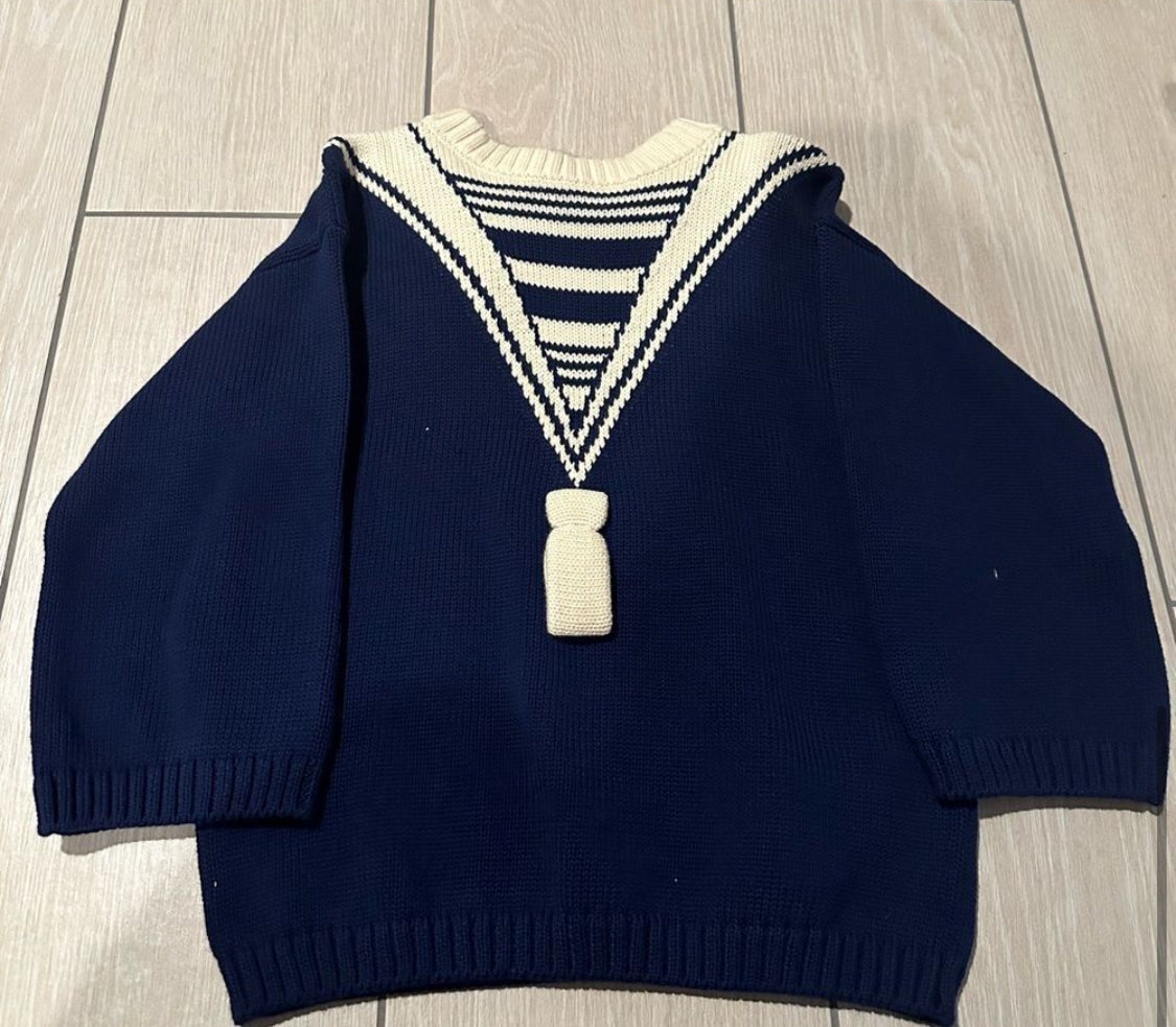 Kids Gucci dark blue, knitted sweater sailor-style ~ Size 8