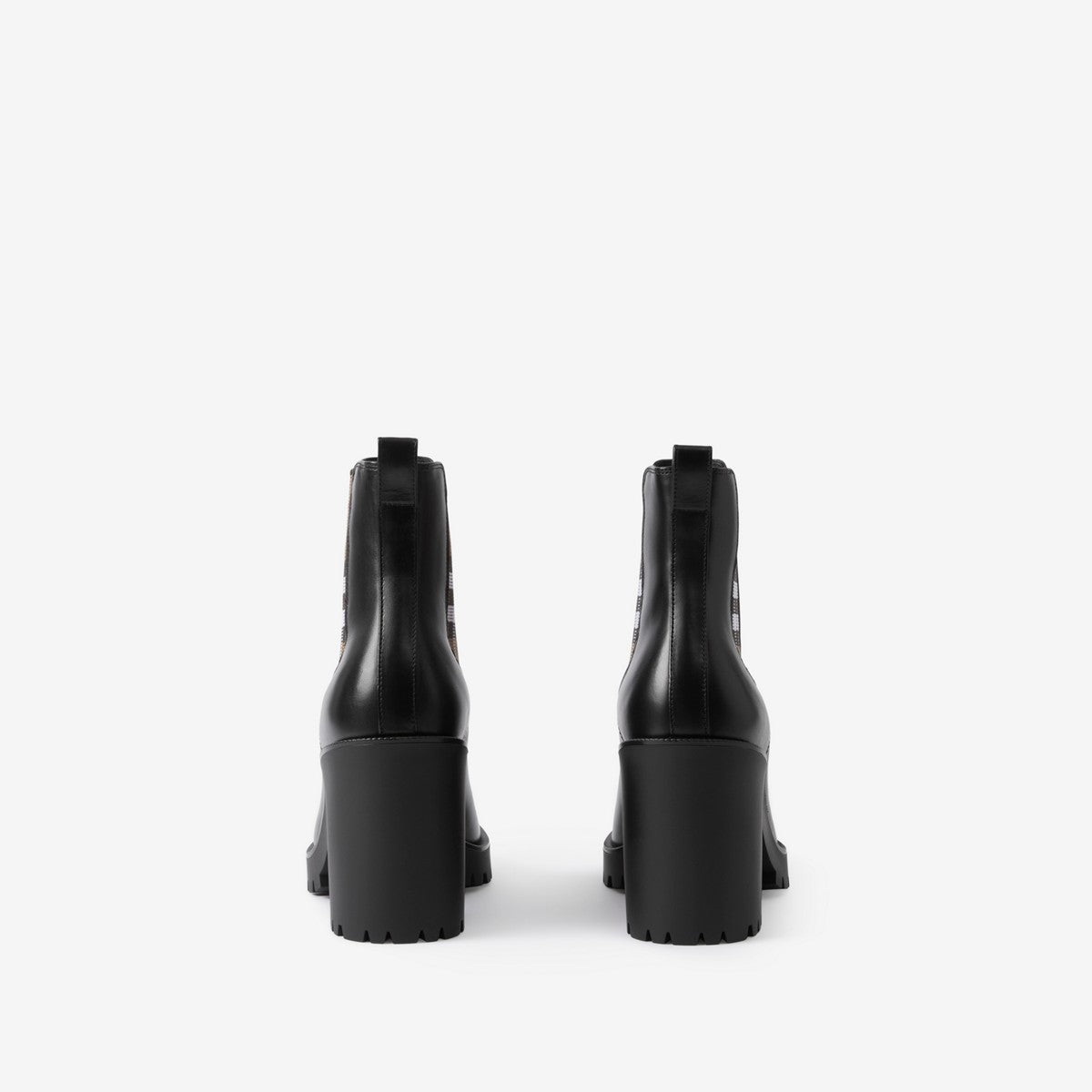 Burberry Check Panel Leather Ankle Boots size 5