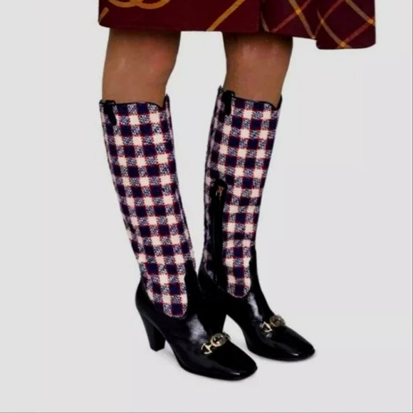 Gucci Tweed "Zumi" Boots size 7.5