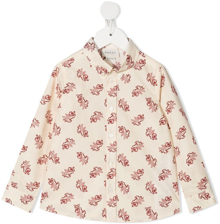 Gucci Children Lion Print Button-Down Shirt size 3