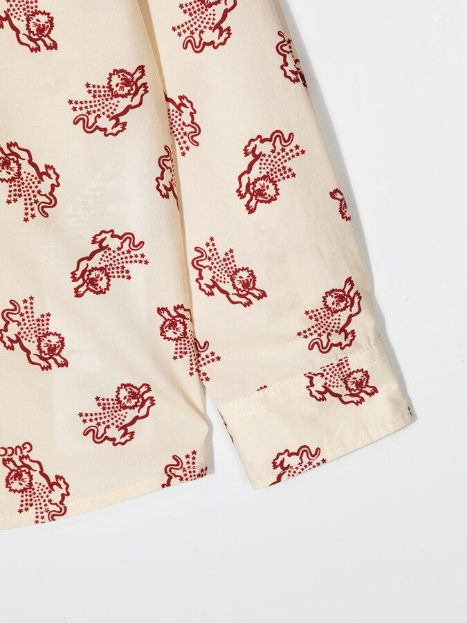 Gucci Children Lion Print Button-Down Shirt size 3