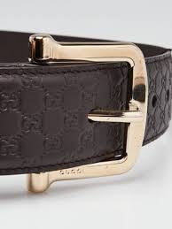 Gucci Brown Leather Micro Guccissima Embossed Belt Size 80/32 unisex