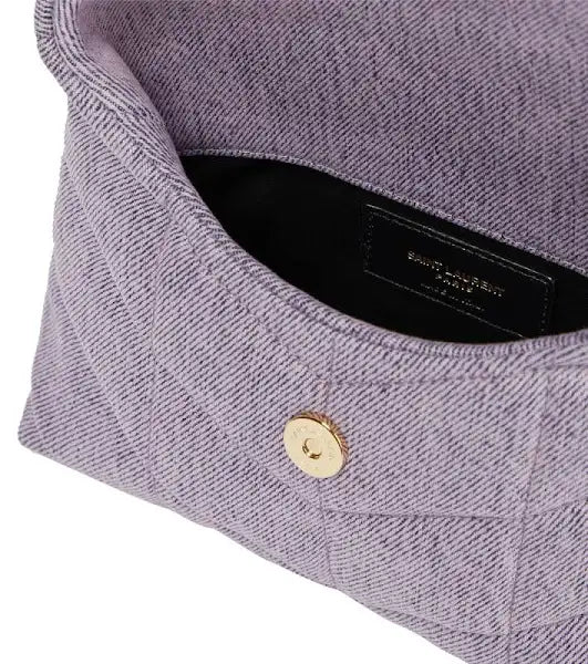 Saint Laurent Women's Small Denim Puffer Pouch - Lilac